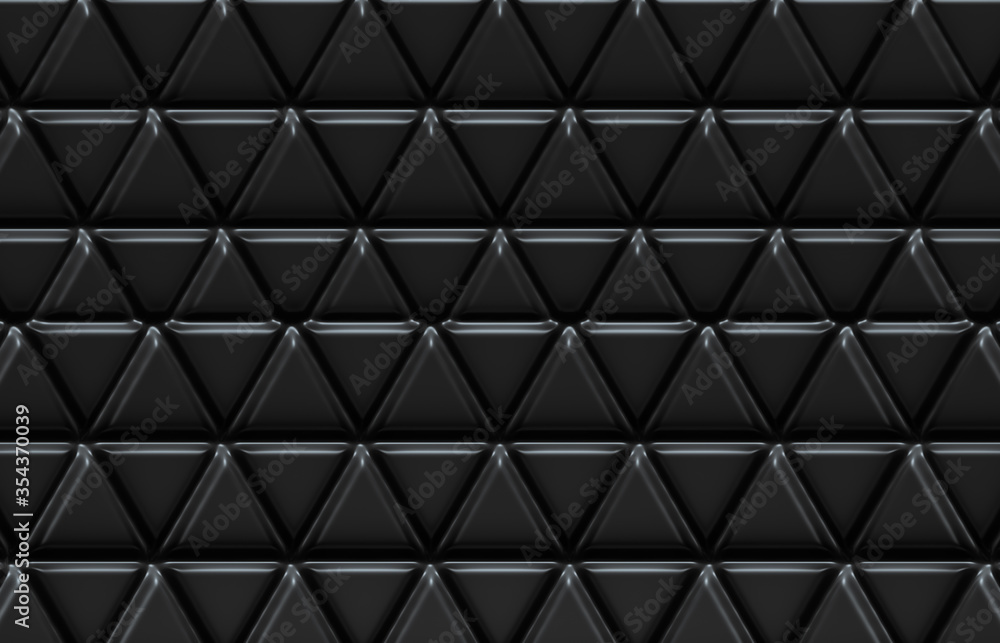 Aufkleber Abstract black background with geometric triangle pattern. minimalist black. 3d render.