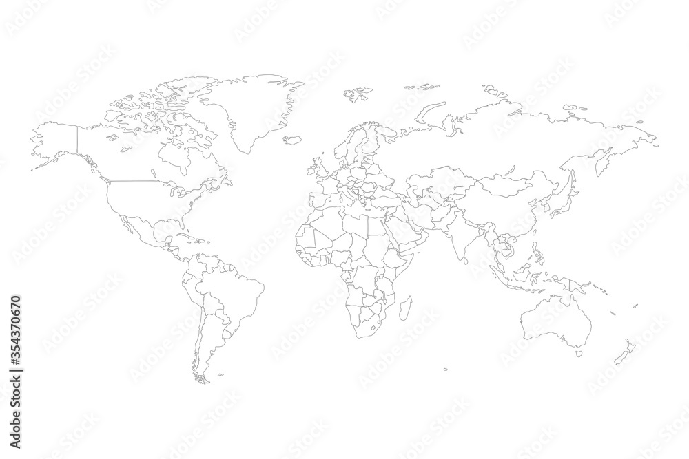 Wall mural World map vector. Contour of world map