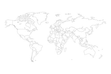 Fototapeta na wymiar World map vector. Contour of world map