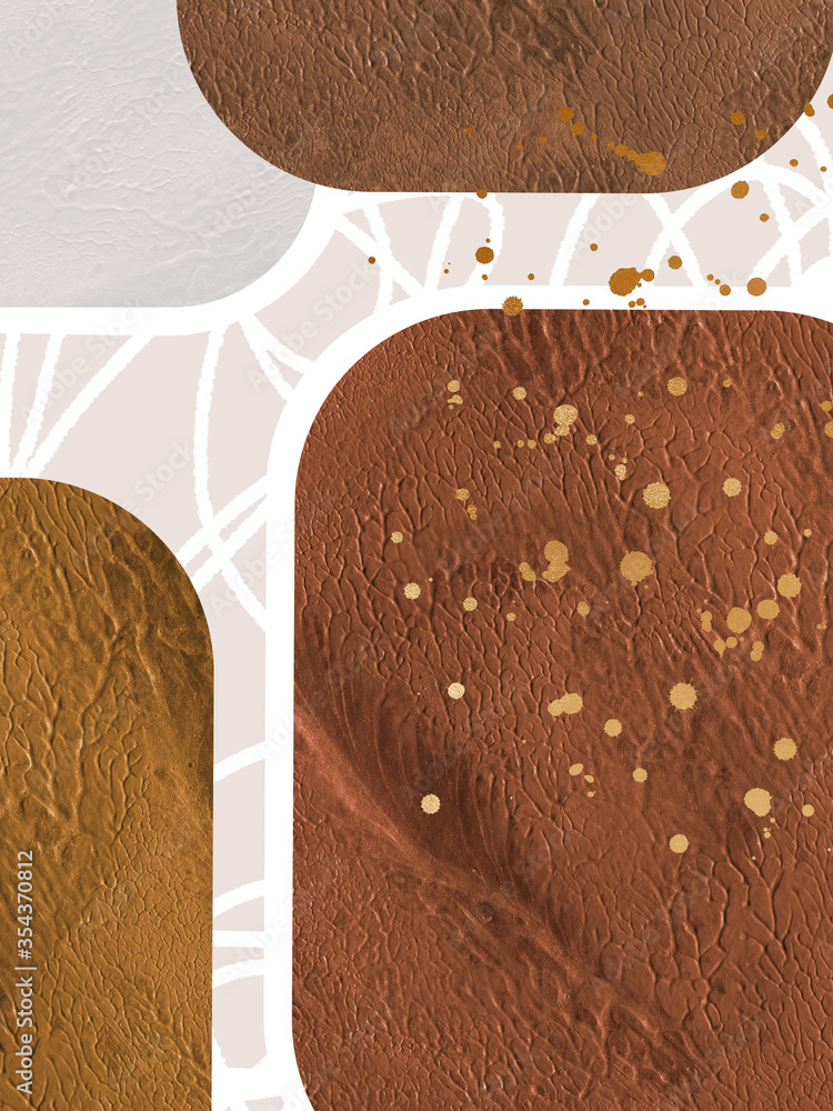 Poster abstract modern textured background with different shapes and splashes. handmade acrylic trendy back