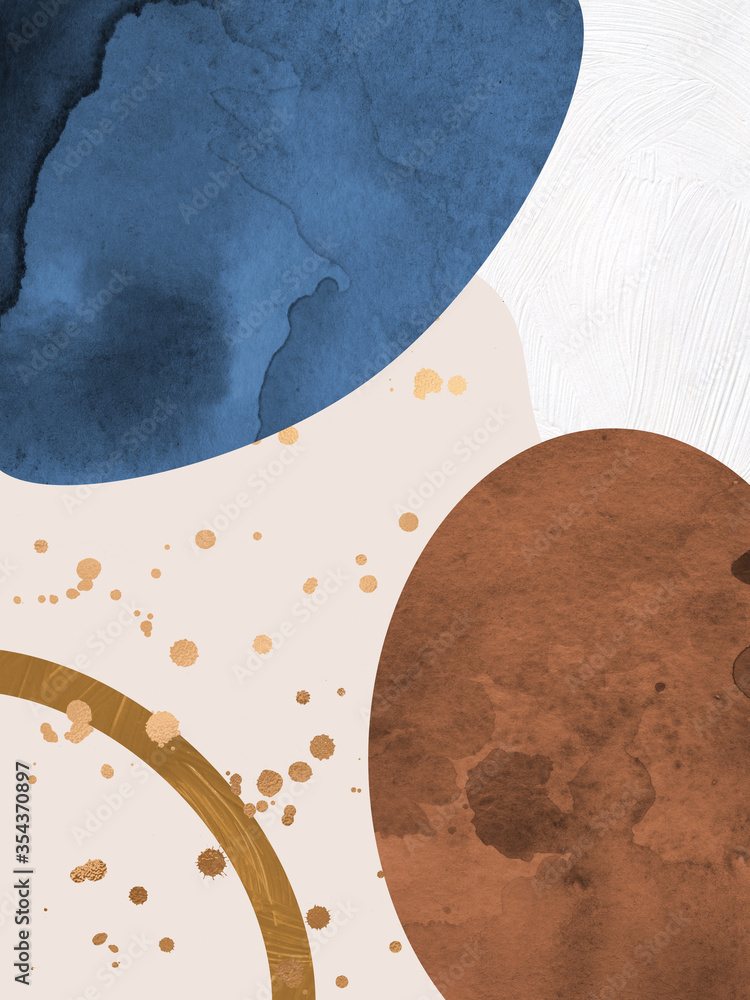 Poster abstract modern textured background with different shapes and splashes. handmade acrylic trendy back