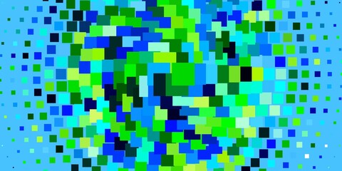Light Blue, Green vector pattern in square style. Illustration with a set of gradient rectangles. Design for your business promotion.