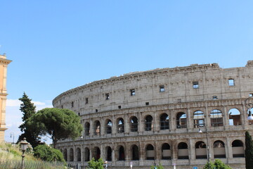 Fototapeta na wymiar colosseum in rome italy Colosseum in rome is among wonders of world and famous tourist destination and ancient amphitheater once used for gladiator fight 