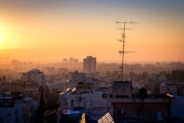 sunset over rehovot, israel
