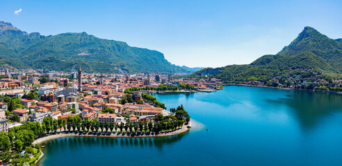 Aerial view of the city of Lecco, Italy