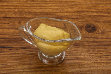 Dijon mustard sauce in the bowl