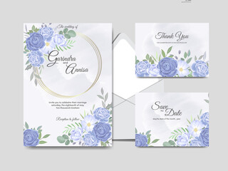 Fototapeta na wymiar Elegant wedding invitations card template with colouful floral and leaves Premium Vector