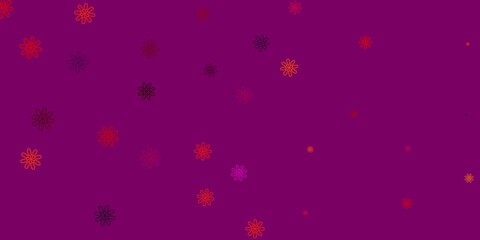 Light Pink, Yellow vector doodle pattern with flowers.