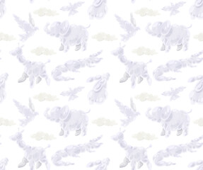 動物の形の雲連続パターン