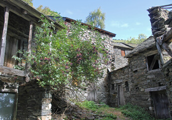 A corner of the traditional village of Primout in the Cantabrian mountain range, province of León, northwest of Spain