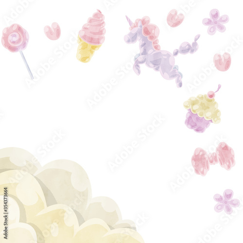 ユニコーンの雲のイラスト Wall Mural Wallpaper Murals Ko Hamari