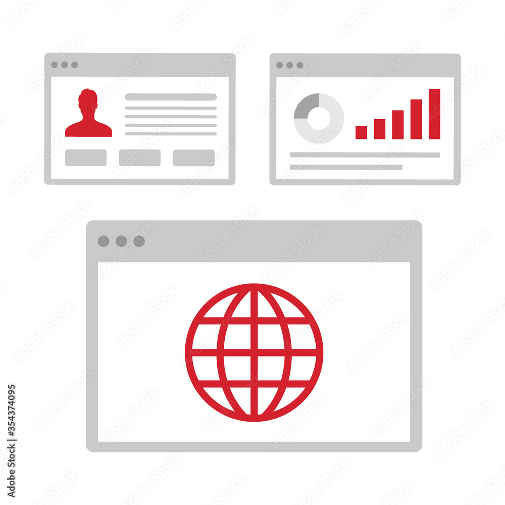 Poster internet browser web page icon. flat style template for mobile concept and web design. browser windo