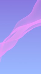 Pink wave on blue sky abstract background. Fluttering pink scarf. Waving on wind pink fabric. Vertical orientation. 3D illustration