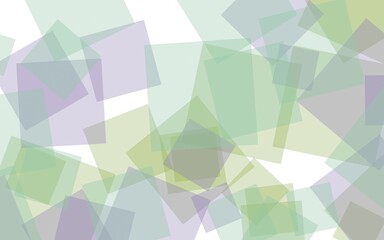 Multicolored translucent squares on white background. 3D illustration