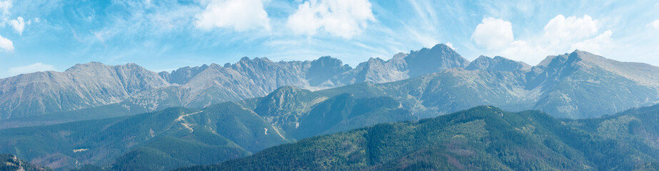 zakopane summer landscape. beautiful view from gubalowka in to the distant tatra  mountains....