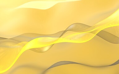 Abstract gold background. Beautiful backdrop with yellow waves. 3d illustration.