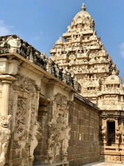 Fototapeta premium The Kanchi Kailasanathar temple in Kancheepuram. It is one of the oldest structure built by Narasimhavarman-II during 700AD in Pallava architecture style.
