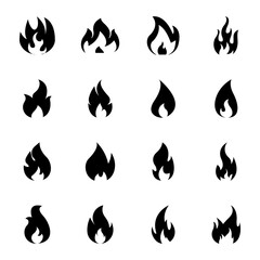 Burning flame icon set