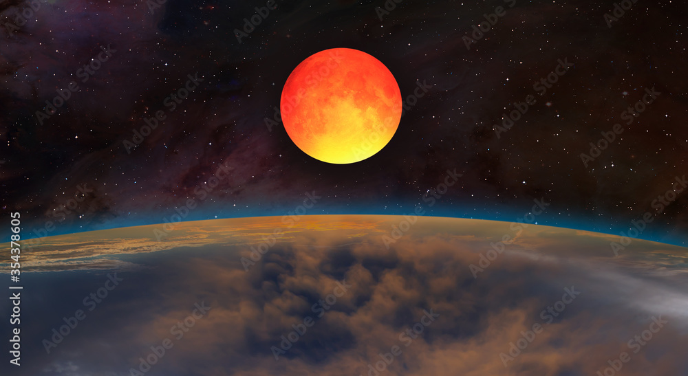Poster big bloody red moon- lunar eclipse 