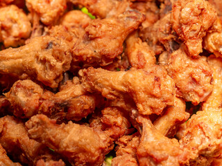 Fried chicken calves at street food Thailand, Instant food.