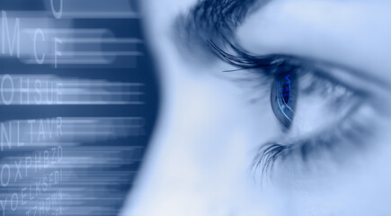 Close up of an eye and vision test
