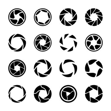 
Lens shutter solid icons
