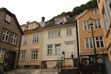 Maisons en bois vieille ville de Bergen Norv&egrave;ge 