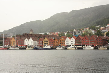 Fototapeta na wymiar Maisons Hanséatiques Bryggen Bergen Norvège