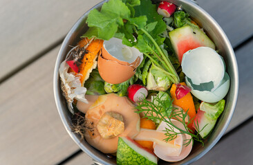 Kitchen Compost Bin with Food Scraps