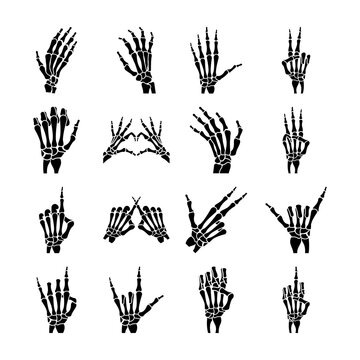 Icons Set Of Skeleton Hands 