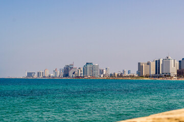 Naklejka premium tel aviv costline on a clear day