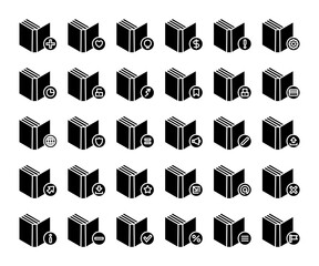 books icons set glyph design theme