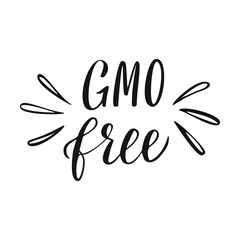 Gmo Free Lettering. Healthy food hand drawn sign.