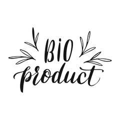 Bio Lettering. Eco Food Hand Drawn Sign.