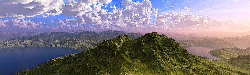Aeroview of a mountain landscape, mountains aerial view