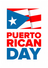 Fototapeta premium Puerto Rican Day. National happy holiday. Festival and parade in honor of independence and freedom. Puerto Rico flag. Latin american country. Patriotic elements. Vector poster illustration
