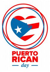 Puerto Rican Day. National happy holiday. Festival and parade in honor of independence and freedom. Puerto Rico flag. Latin american country. Patriotic elements. Vector poster illustration