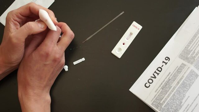 Rapid test covid 19. Test cassette and a kit of reagents for self-sampling of blood for analysis on coronovirus covid-19. Assessment of the test result. Negative test SARS-CoV-2. Part 3