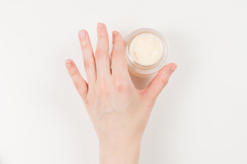 Hand cream isolated on white background.