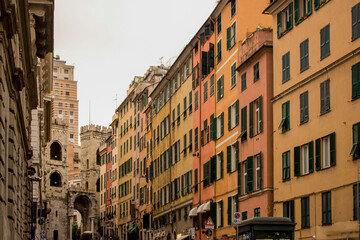 Obraz premium old and older in the streets of genoa, italy