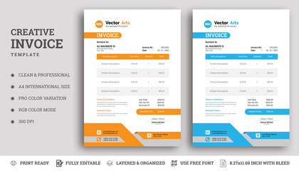 minimal invoice form template vector design. Bill form business invoice accounting. Modern and Creative design