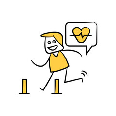 doodle man running and jumping yellow stick figure theme