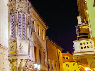Naklejka premium Night View of street in Prague, Czech republic