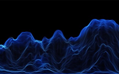 Abstract wave background. Technology big data illustration. Music or sound equalizer visualisation. Artificial intelligence concept. Network visualisation.