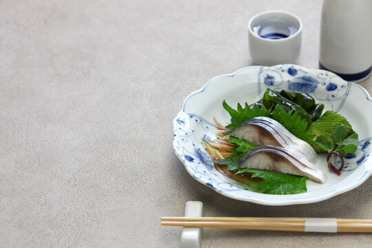 simesaba, japanese salted and vinegared mackerel sashimi