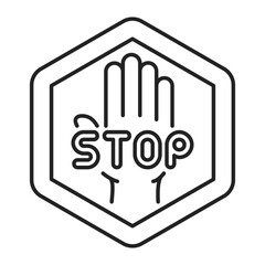 Stop violence black line icon. Protection of victims of bullying concept. Isolated vector element. Outline pictogram for web page, mobile app, promo.