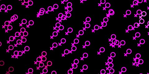 Dark Pink vector background with woman symbols.