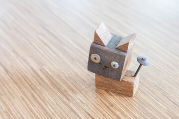 The cat wood carving