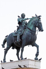 Fototapeta na wymiar Equestrian statue of Gattamelata in front of the Basilica of Saint Anthony of Padua, Italy