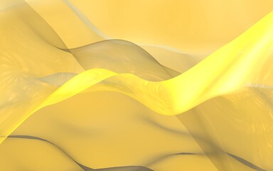 Abstract gold background. Beautiful backdrop with yellow waves. 3d illustration.